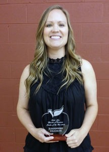 The 2015 Teacher of the Year was awarded to Johannah Hudson at the Chamber Luncheon in May 2016.