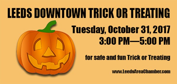 Leeds Downtown Trick or Treat 2017 - For more information, please call 205.699.5001