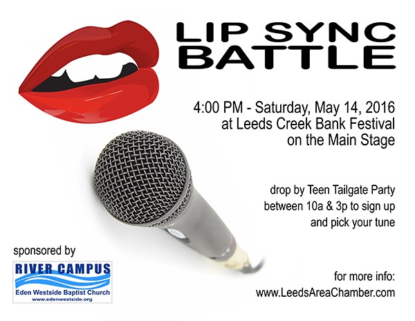 Lip Sync Contest at 22nd Annual Creek Bank Festival Leeds Alabama Saturday May 14, 2016 (Rain Date: May 21)