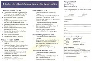 Relay for Life Leeds/Moody Sponsorship Opportunities