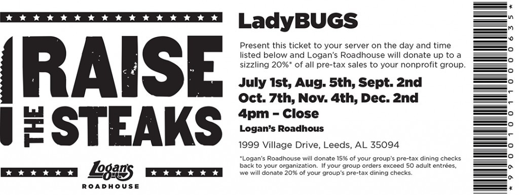LadyBugs Spirit Night at Logans Roadhouse Leeds Alabama to raise money for scholarships
