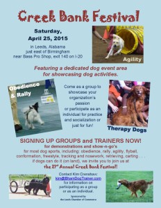 The Leeds Chamber of Commerce will host their 21st Annual Creek Bank Festival on April 25th from 10:00 a.m. – 5:00 p.m. held at Leeds Veterans Memorial Park