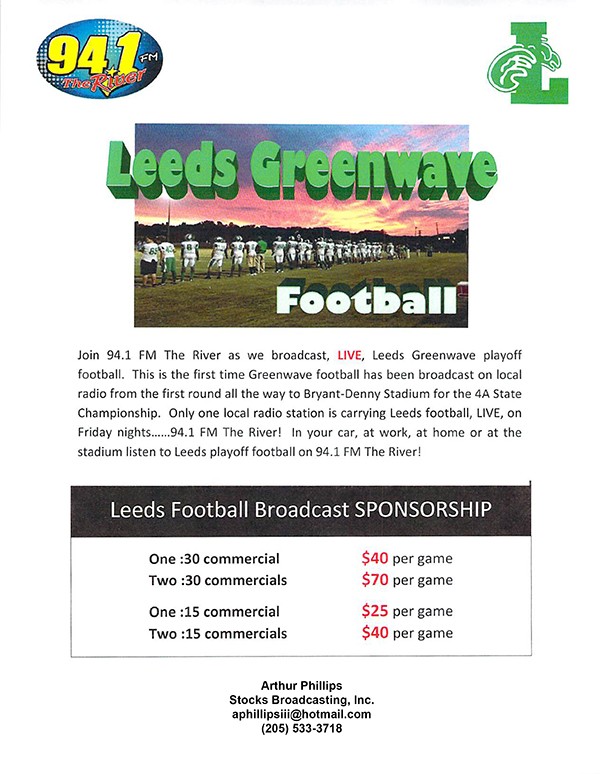 Congrats Leeds for first round win and first step to State Champions against Clarke County Thursday night. If you have any interest in advert | 205.699.5001