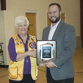 Dr. Rick Palma presented the Non-Profit Club/Organization of the Year Award to the Leeds Lions Club with Betty Forman accepting the award on behalf of the club-Leeds Area Chamber of Commerce Annual Awards Luncheon 2015