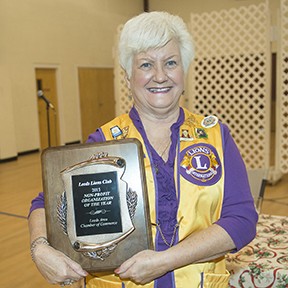 Dr. Rick Palma presented the Non-Profit Club/Organization of the Year Award to the Leeds Lions Club with Betty Forman accepting the award on behalf of the club-Leeds Area Chamber of Commerce Annual Awards Luncheon 2015