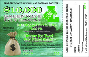 Leeds baseball and softball booster clubs will be hosting a $10,000 Greenwave Giveaway