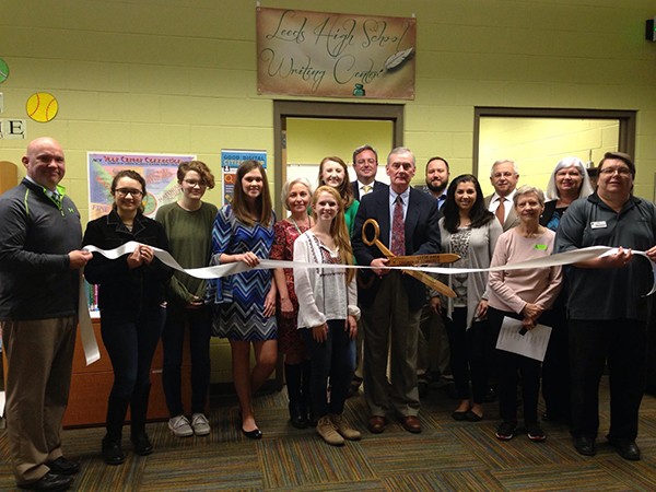 The LHS Writers Center Ribbon Cutting was conducted today by the City of Leeds and the Leeds Area Chamber of Commerce this week at Leeds High School Library