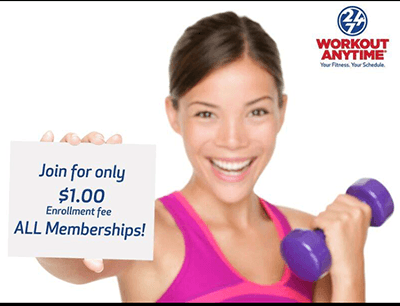 Join for only a $1.00 enrollment with the Workout Anytime $1 Enrollment!  May 23-31, 2016 and will donate $1.00 to help the Lift For 22 Veterans program.