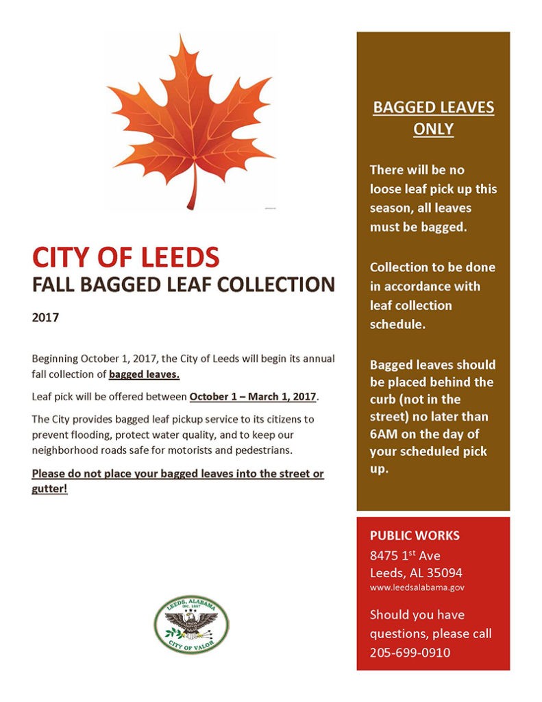 City of Leeds Fall Bagged Leaf Collection 2017