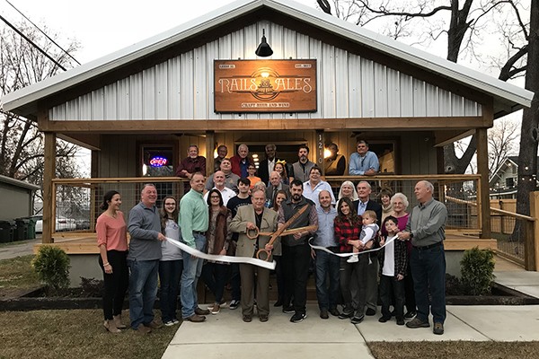 The Leeds Area Chamber of Commerce and the City of Leeds conducted a ribbon cutting at the new Rails & Ales in downtown Leeds on December 1, 2017.