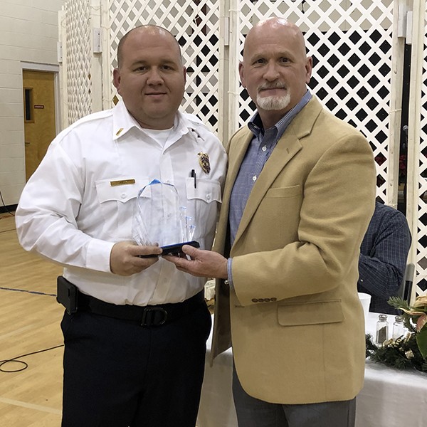 Kyle Shell was presented with the First Responder of the Year Award for his performance over and beyond the call of duty with the City of Leeds Fire Department.