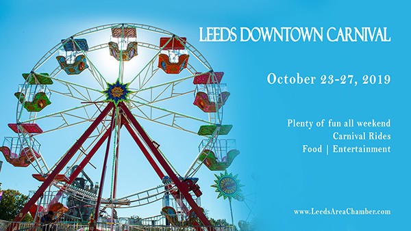 eeds Fall Carnival is coming! Bring your kids downtown Leeds across from Lehigh and Windstream to enjoy carnival festivities October 23-27, 2019.