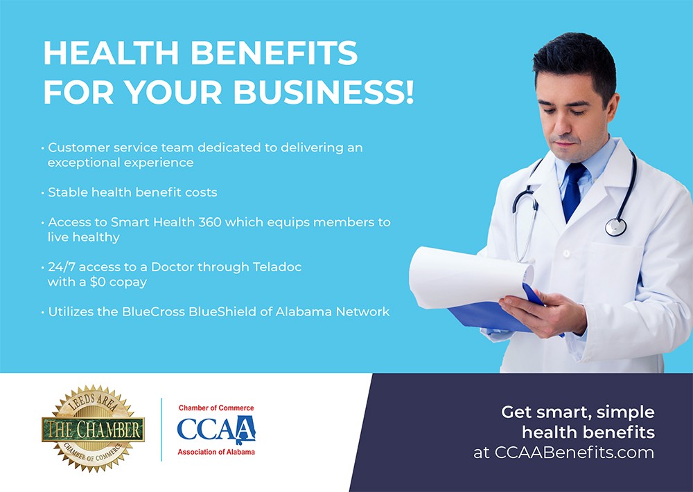 Leeds Area Chamber of Commerce has partnered with the Chamber of Commerce Association of Alabama (CCAA) for the ability to purchase group health insurance