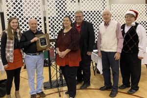 Leeds Area Chamber of Commerce Non-Profit of the Year Award 2019 Leeds Arts Council L-R: Chamber Diplomat Lena Blair, LAC Steve Karr, Peggy Brawley, Chamber VP Bill Morris, LAC John Gregory & Gary Hamm.