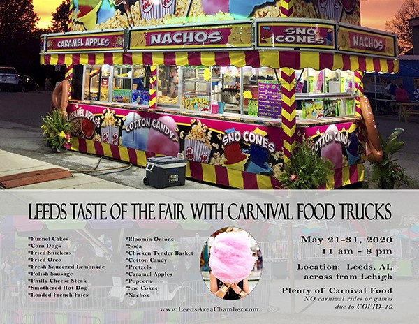 Leeds Taste of the Fair is coming! Bring your family to downtown Leeds across from Lehigh and Windstream to enjoy carnival food truck festivities May 21-31