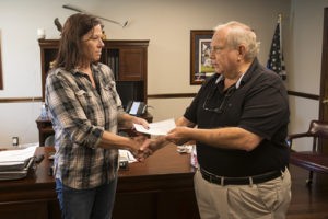Mayor David Miller Presenting Fundraiser Check to Michelle Williams