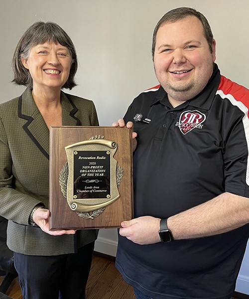 Leeds Area Chamber of Commerce announces 2020 Non-Profit of the Year Award – Revocation Radio presented by Outgoing President, Dona Bonnett,