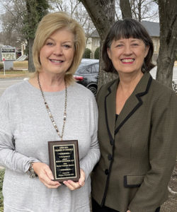 Leeds 2020 Bronze Sponsor AMAC Design Builders, LLC plaque presented to Jamie McWilliams by Outgoing Chamber President Dona