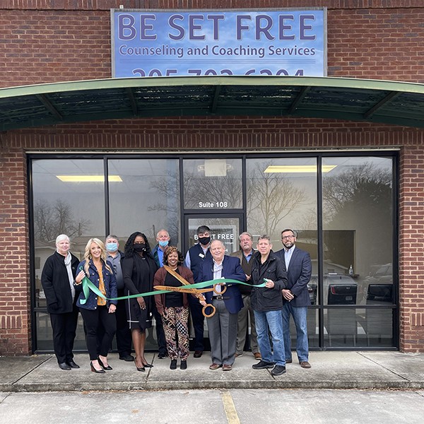 Leeds Area Chamber of Commerce and the City of Leeds performed a ribbon cutting ceremony today for Be Set Free, Inc. counseling service.