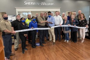 Leeds Area Chamber of Commerce Board Members & Ambassadors joined Moody Area Chamber of Commerce for Sherwin-Williams ribbon cutting.