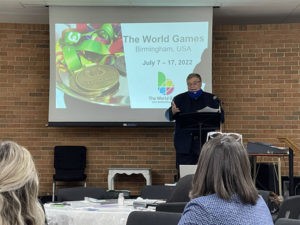 Leeds Area Chamber of Commerce had great crowd at the April luncheon last week.  Nick Sellers with The World Games 2022 was the guest speaker