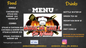 Food Truck Monday August 2 with Hibachi Grill on Wheels. Check out their menu & plan to have lunch downtown Leeds at the Gazebo | Alabama