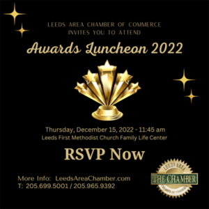 RSVP Now for Chamber Awards Luncheon 2022 | Awards will be presented at the Annual Awards Luncheon at 11:45 am on Thursday, December 15, 2022