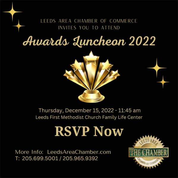 RSVP Now for Chamber Awards Luncheon 2022 | Awards will be presented at the Annual Awards Luncheon at 11:45 am on Thursday, December 15, 2022