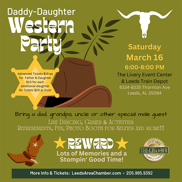 Daddy Daughter Western Party 2024 | WANTED: DADDIES & DAUGHTERS to mosey on over to the 3rd Annual Daddy Daughter Western Party | Leeds AL