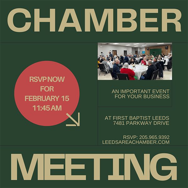RSVP NOW for February Meeting with Leeds Area Chamber of Commerce - Leeds Area Chamber of Commerce will host their monthly chamber