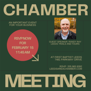 RSVP NOW for February Meeting with Leeds Area Chamber of Commerce - Leeds Area Chamber of Commerce will host their monthly chamber