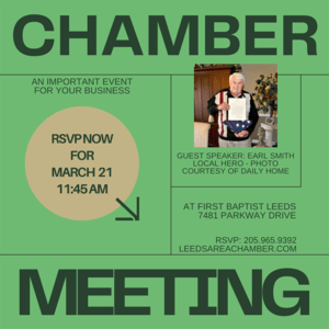 RSVP NOW for March 2024 Meeting with Leeds Area Chamber of Commerce - Leeds Area Chamber of Commerce will host their monthly chamber
