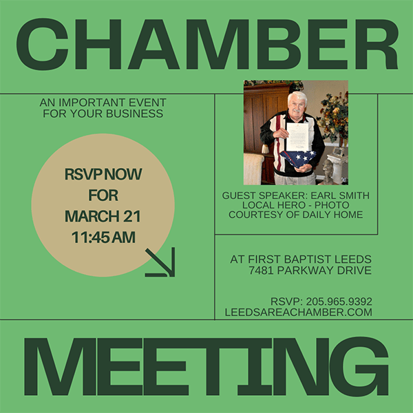 RSVP NOW for March 2024 Meeting with Leeds Area Chamber of Commerce - Leeds Area Chamber of Commerce will host their monthly chamber