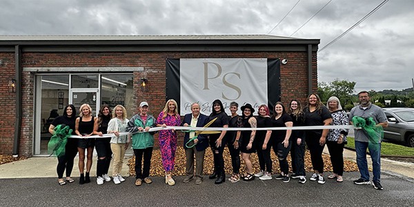 Posh Salon Spa & Barbers ribbon cutting with City of Leeds Leeds Mayor David Miller, Leeds Area Chamber of Commerce board members, vendors,