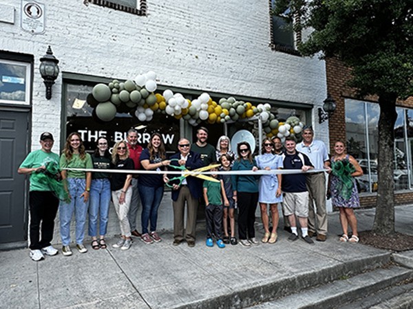 The Burrow Bookstore Ribbon Cutting in historic downtown Leeds on Monday, June 24, 2024. The ribbon was cut by Leeds Mayor David Miller