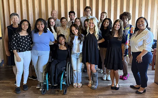 Leeds Area Chamber of Commerce High School Diplomat Kick-Off Lunch. Pictured are Diplomat Participants, LHS Career Coach, LACC Executive Director and Chamber Ambassador Volunteers Back row: Pat Shipp, Tyler Vandiver, Colton Moody and Ella Gallahar; Middle row: Ella Richerzhagen, Olivia Jackson, Molly Moore, Savannah Rhodes, Steicy Jimenez, and Ms. Catrice Thomas; Front: Dona Bonnett, Teresa Torres, Allison Alvarez, Jalicia Ellis, Scarlett Kirkland, Adilynn Brewer, Addy Bailey and Amy Lee.