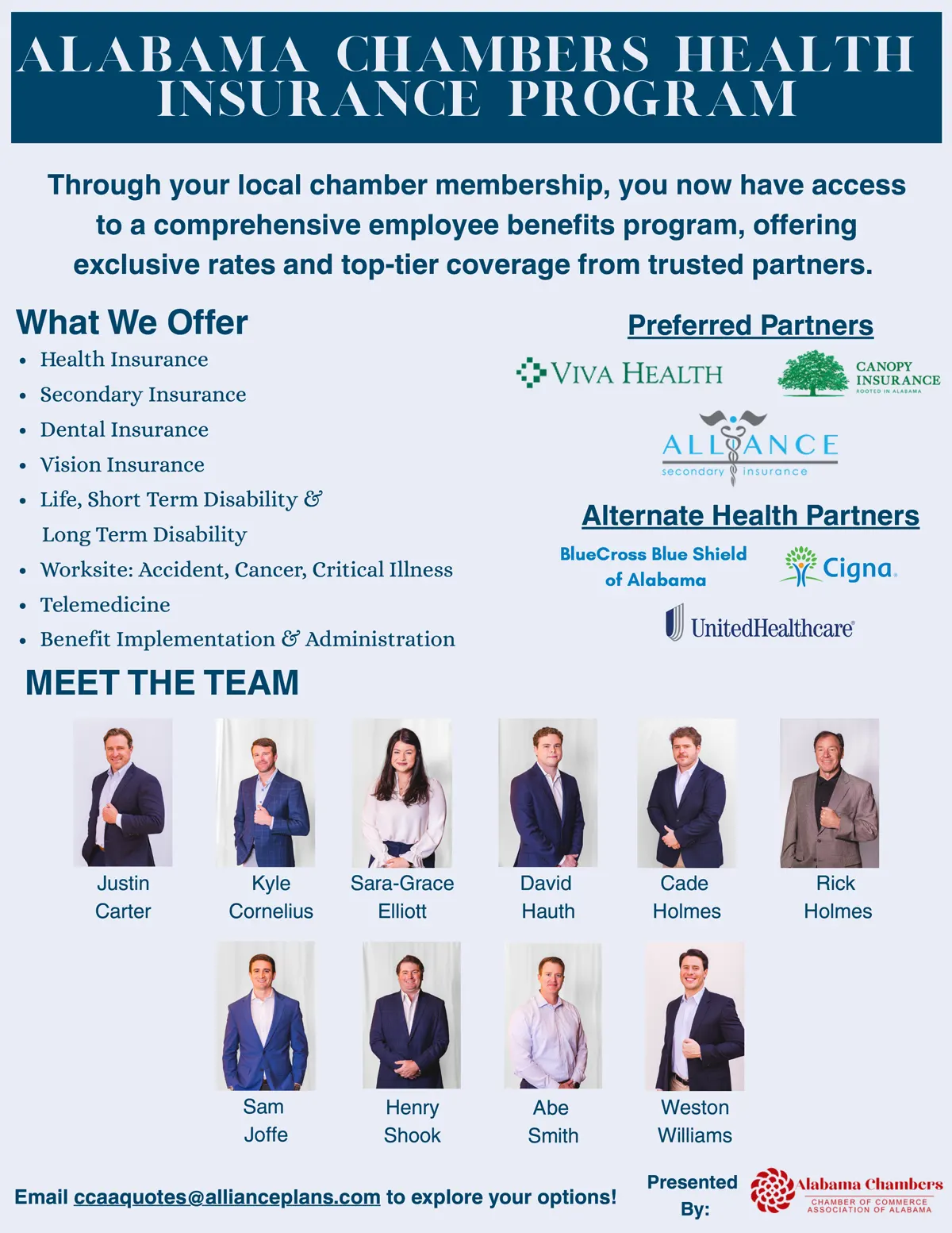 With Leeds Area Chamber of Commerce partnership with Alabama Chambers - CCAA, group health insurance & other employee benefits are available